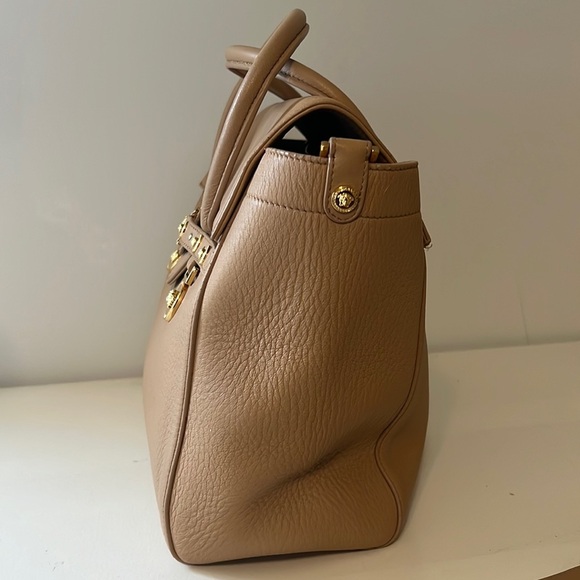 2013 Vintage Versace Large Signature Tote Nude Leather Nicole Kidman Cannes - Picture 6 of 17